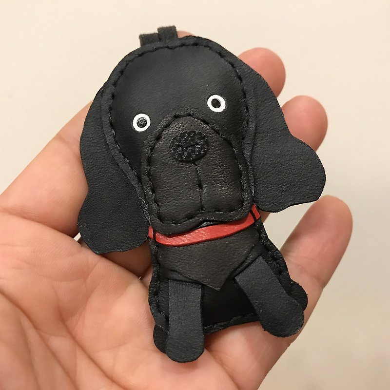 {Leatherprince handmade leather} Taiwan MIT black cute card can be handmade leather leather / DanDan the Corker spaniel cowhide leather charm in Black (Small size / - Keychains - Genuine Leather Black