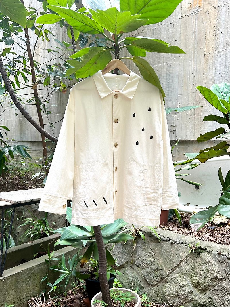 shirt jacket - เสื้อแจ็คเก็ต - ผ้าฝ้าย/ผ้าลินิน ขาว