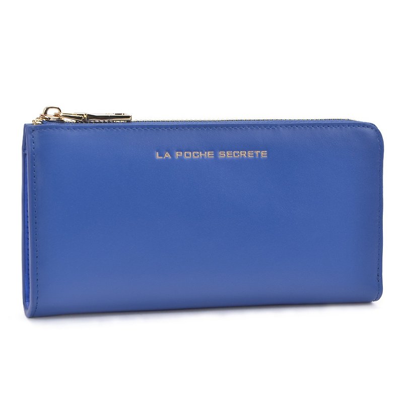 [La Poche Secrete] Love L-Zipper Long Clip_正正_Royal Blue - Wallets - Genuine Leather Blue