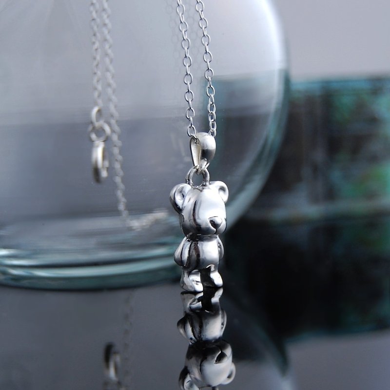 Standable-Ass Bear (Silver Necklace) - Necklaces - Silver 