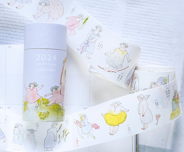 Washi Tape - 2024 365-Day Calendar, Release Paper, 366 Cute Girls