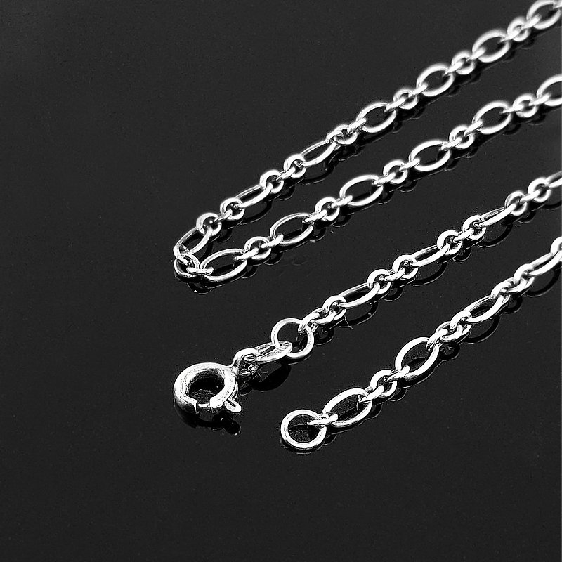 925 Silver Chain Necklace - Classic Figaro Silver Chain 2.5mm - Oxidized Black - Necklaces - Sterling Silver Silver