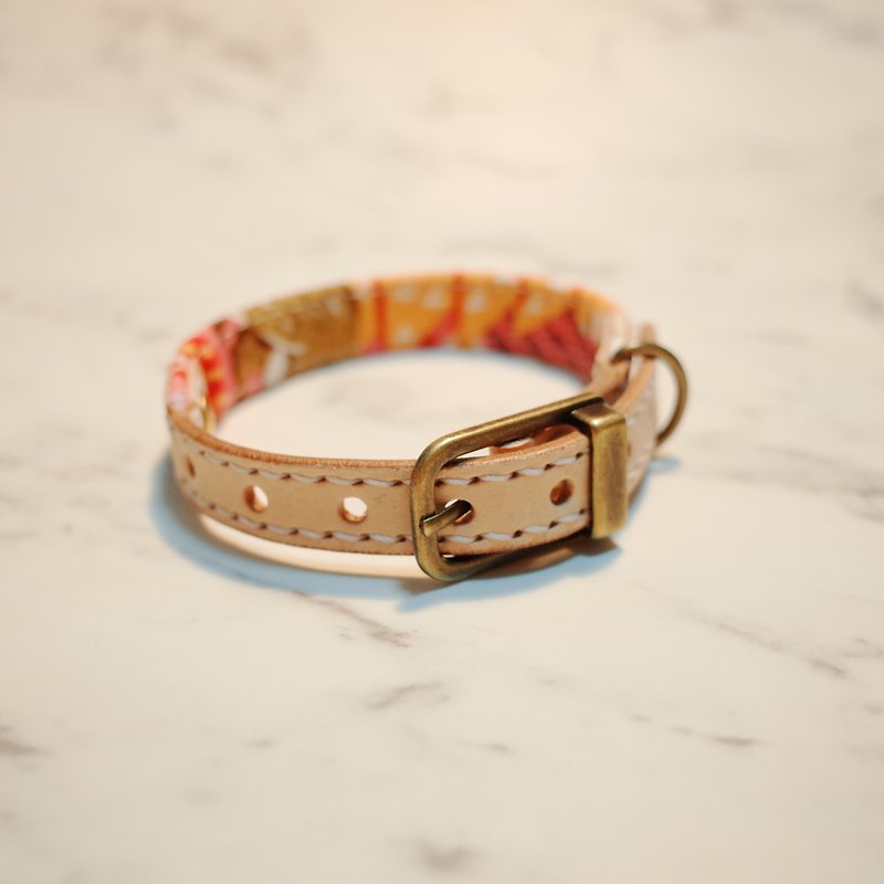 Dog & Cats collars, S size, Pink and cute animal live in the forest - Collars & Leashes - Cotton & Hemp 