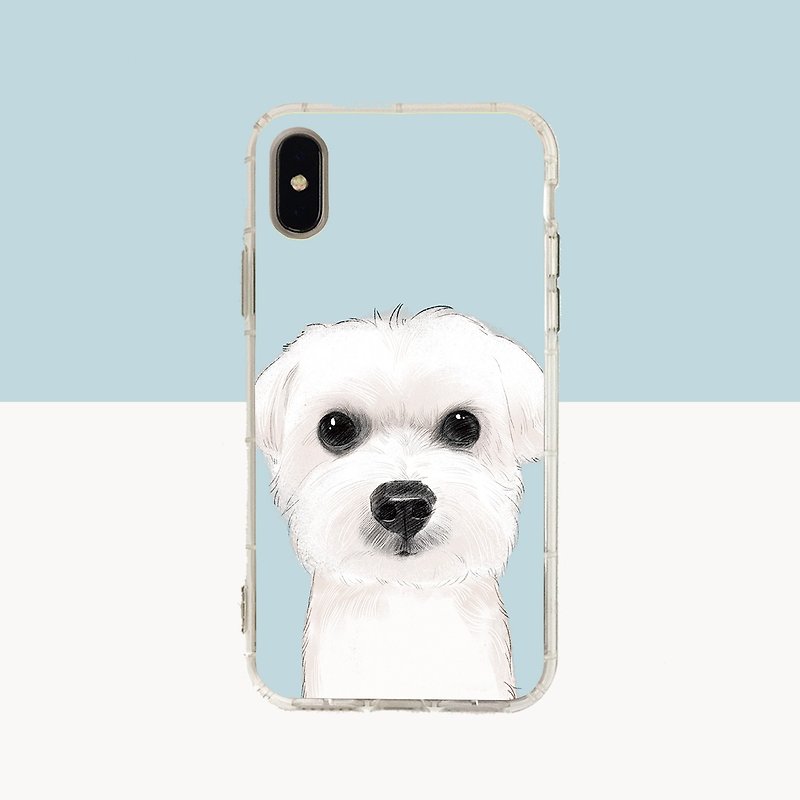 Big face Maltese embossed air compressor shell-iPhone (i5, i6s, i6splus, i7.i7plus, i8.i8plus, ix)/OPPO.Samsung.ASUS.HTC - Phone Cases - Plastic Blue