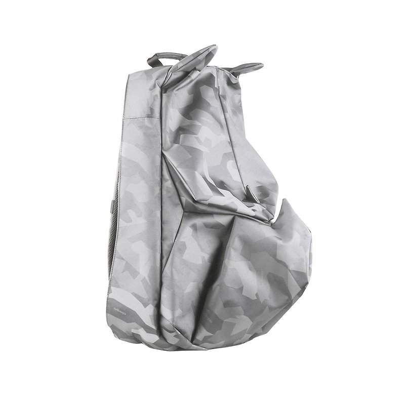 ORIBAGU Origami Bag_Silver Camouflage Rhinoceros Backpack_小 - Backpacks - Other Materials Silver