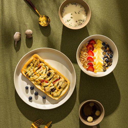 WAGA 餐桌器物 【激美新品】WAGA 簡約條紋陶瓷盤(奶油) / 共3款