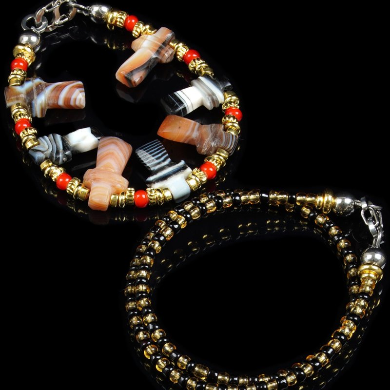 西亞十字古珠鍊(手鍊手圍15-16公分.頸鍊長50公分) - 長項鍊 - 其他材質 