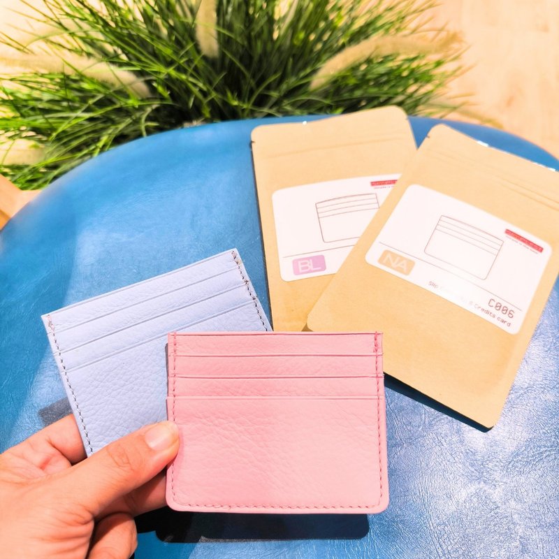 C006 Card Case Wallet - Sky blue - Genuine leather - 錢包/皮夾/長短夾 - 真皮 藍色