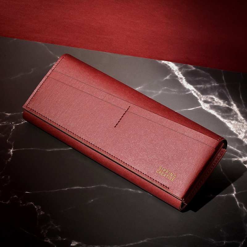 Long Wallet_Burgundy Red - กระเป๋าสตางค์ - กระดาษ สีแดง