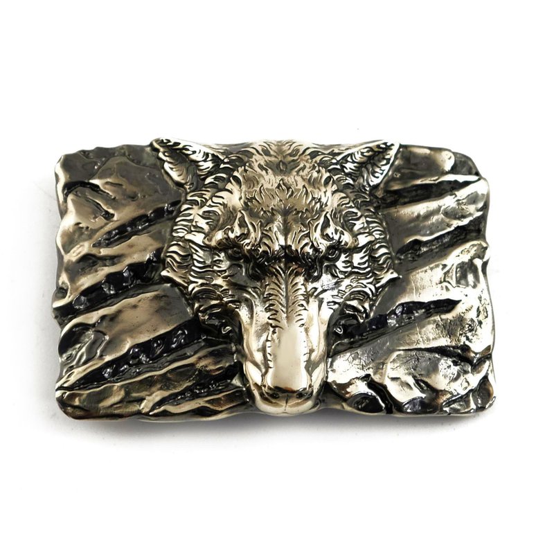 Wolf soild german silver belt buckle, Fenrir nickel silver belt accessory - 腰帶/皮帶 - 其他材質 銀色