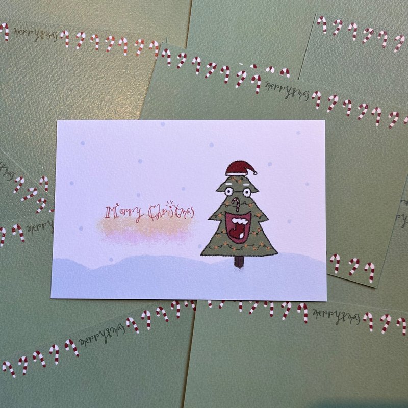 Hand drawn postcard #ChristmasTreeMan - การ์ด/โปสการ์ด - กระดาษ 