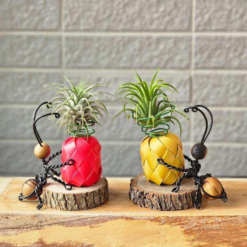 【好運旺來】含空鳳/1入 - 盆栽/植栽 - 木頭 紅色