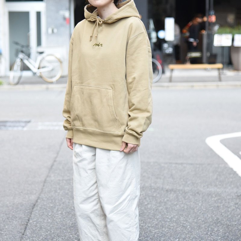 Embroidery One Point Sweatshirt Tops foodie [Khaki] TA024 - Women's Sweaters - Cotton & Hemp Khaki