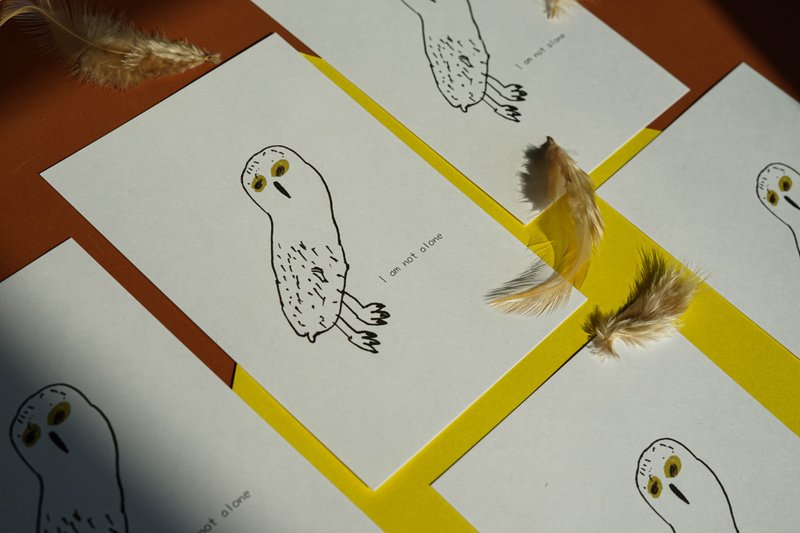 子供のようなイラストシロフクロウポストカード - はがき・メッセージカード - 紙 ホワイト