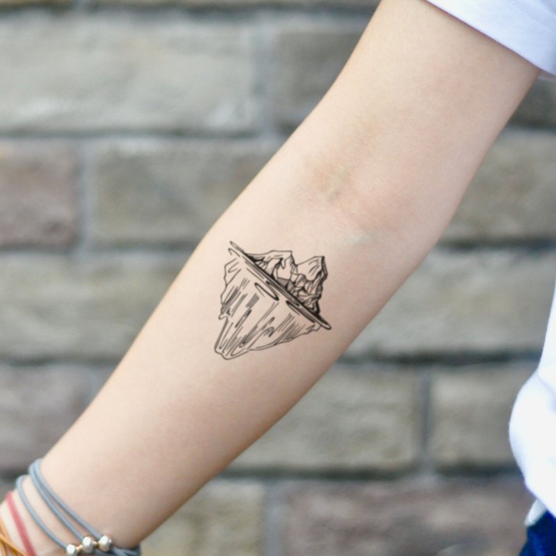 Iceberg Temporary Tattoo Sticker (Set of 2) - OhMyTat - Temporary Tattoos - Paper Black