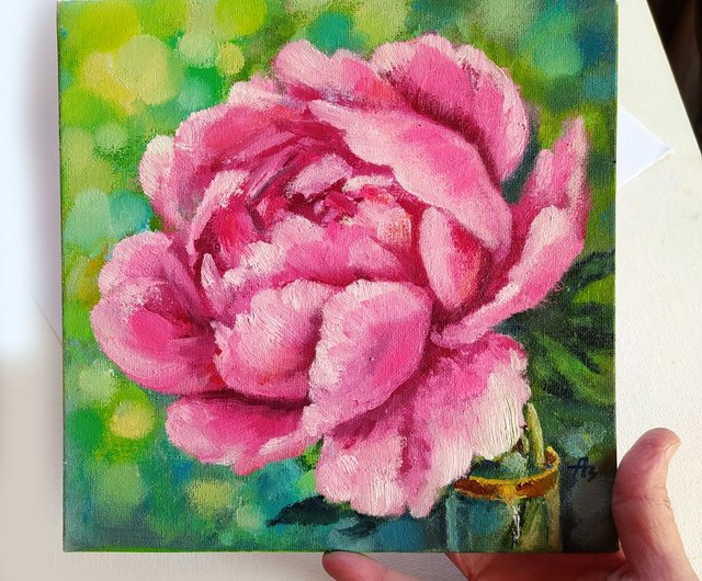 油絵 油彩 油彩画 絵画 絵【赤い牡丹】 油絵 油彩 油彩画 絵画 絵【赤い牡丹】 - メルカリ