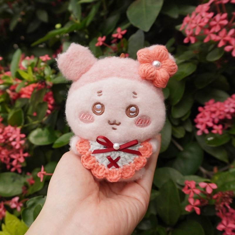秋海棠-賞花領巾 娃衣 吉伊卡哇 ちいかわ Chiikawa 10cm - 公仔/玩偶 - 棉．麻 粉紅色