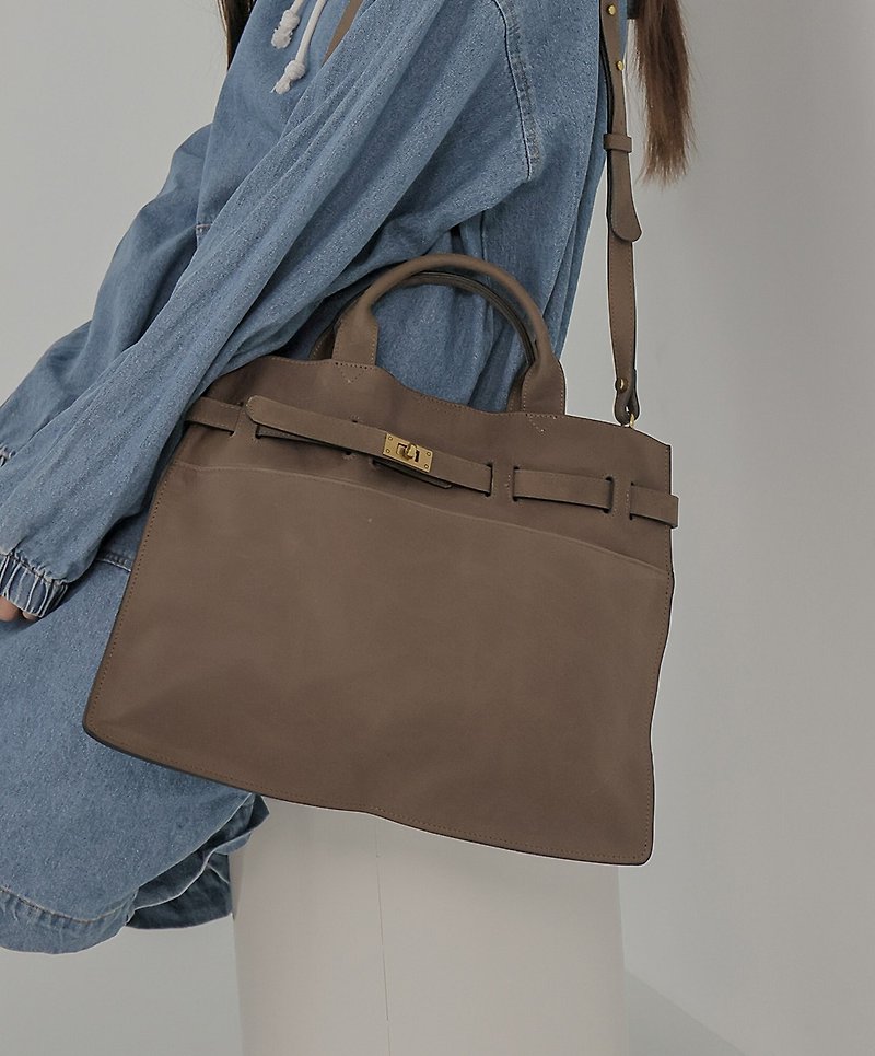 supportingrole buckle leather minimalist square urban shoulder handbag side backpack coffee