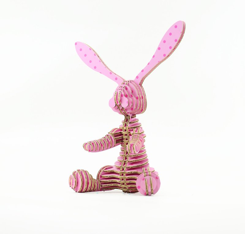 萬 兔 3D 手作 DIY 居家擺飾 粉紅 波點 - 裝飾/擺設  - 紙 粉紅色