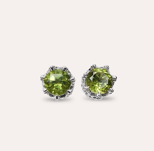安的珠寶 AND Jewel AND 橄欖石 綠色 圓形 6mm 耳環 蛻變系列 Crown 天然寶石