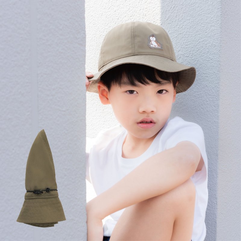 Khaki Stowable Six-Piece Children's Sun Protection Bucket Hat - Adjustable and Environmentally Friendly Bluesign - Hats & Caps - Eco-Friendly Materials 