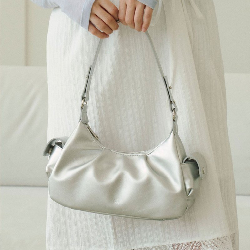 韓國製 MUR Windy bag Vegan Leather Bag 包包 (Silver) - 側背包/斜背包 - 環保材質 