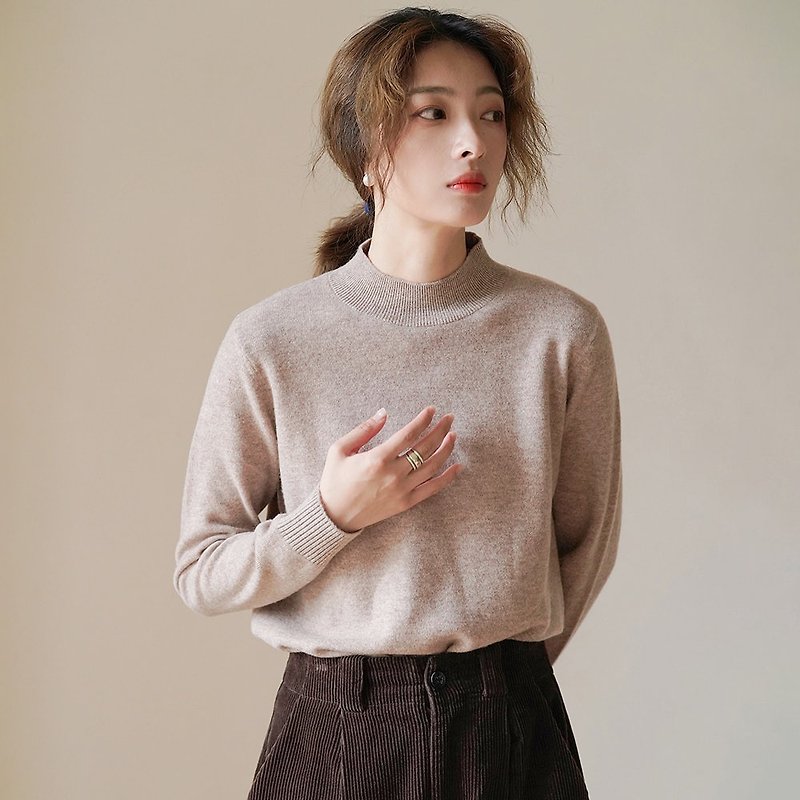Solid Color Slim Round Collar Bottoming Shirt|Knitwear|Sweater|Autumn/Winter|Three Colors|Sheep Wool|Sora-1082 - Women's Sweaters - Wool Multicolor