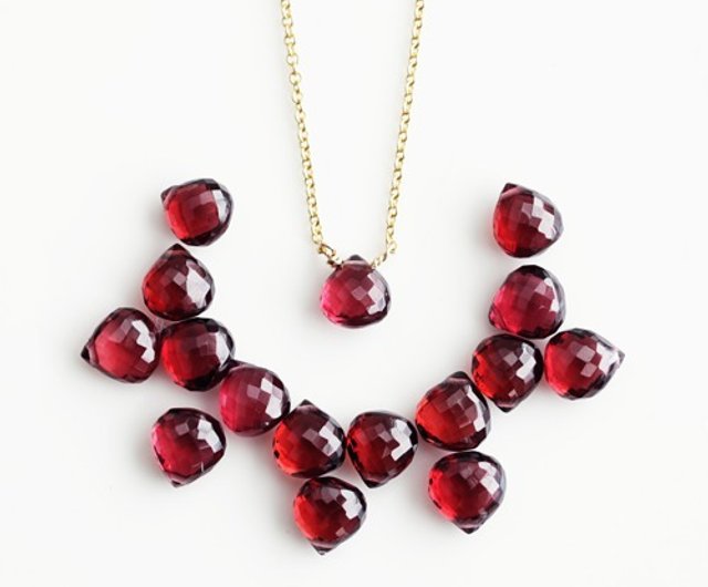 Rhodolite Garnet Marron Cut Necklace Pierrette - 設計館