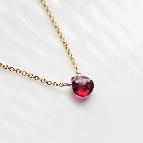 Rhodolite Garnet Marron Cut Necklace Pierrette - 設計館