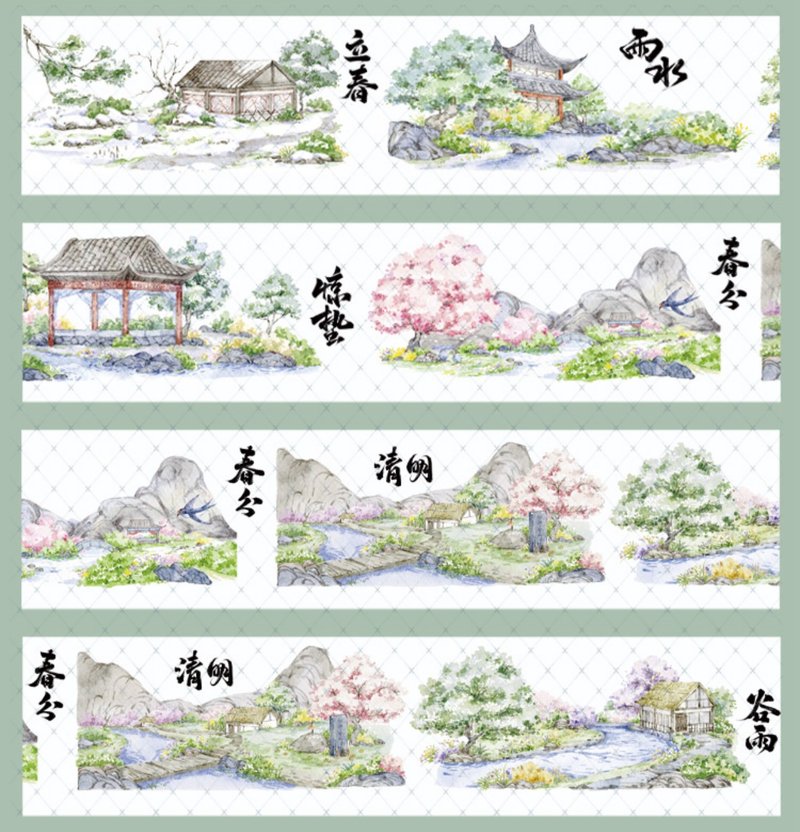 節氣【春】 PET 紙膠帶 - 紙膠帶/和紙/PET - 其他材質 多色