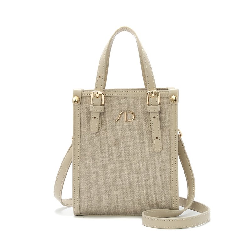 ANNA DOLLY French piping contrasting color 3WAY handbag - small gray - กระเป๋าแมสเซนเจอร์ - วัสดุอื่นๆ ขาว