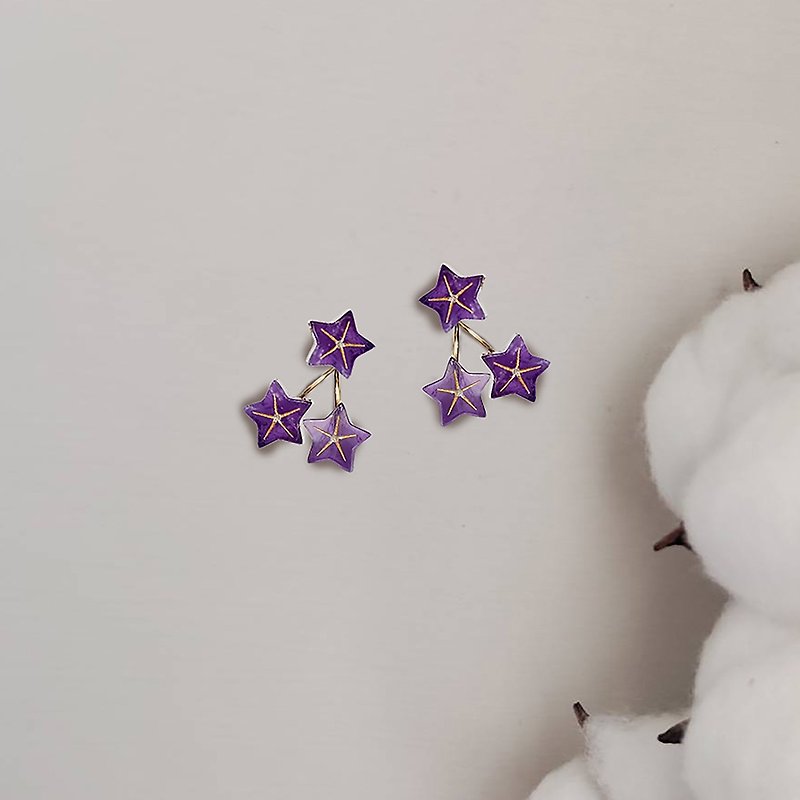 Balloon flowers amethyst gemstones earrings - Earrings & Clip-ons - Crystal Purple