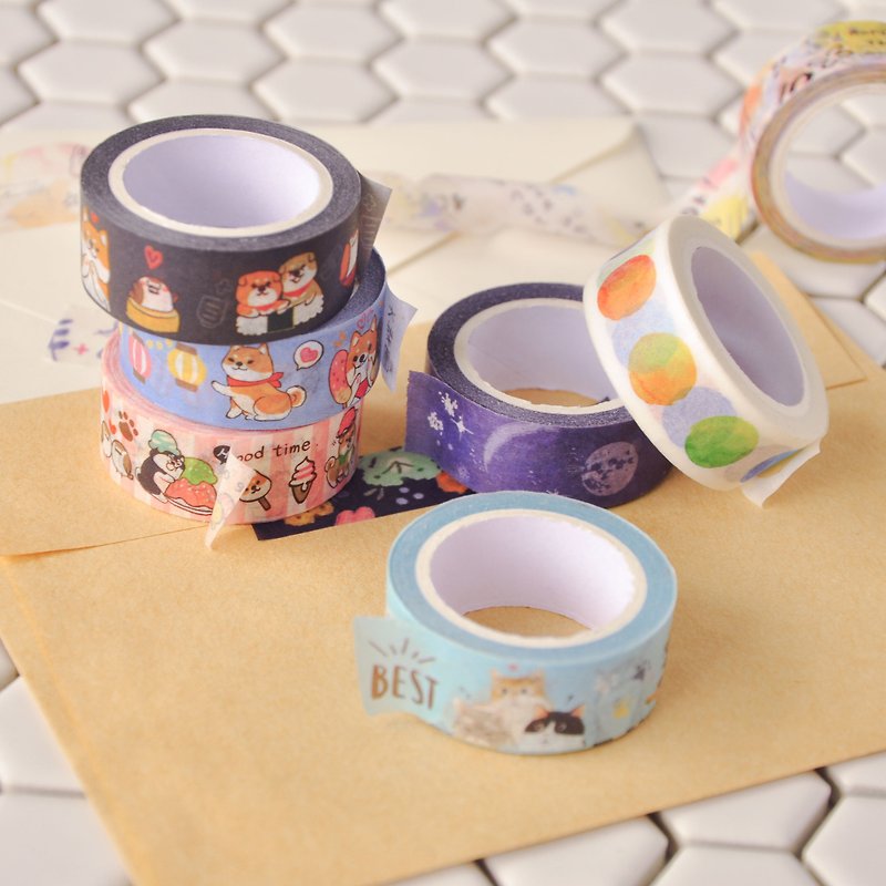 Sanying Stationery-Illustration Series Paper Tape Second 1.5cm (12 styles in total)