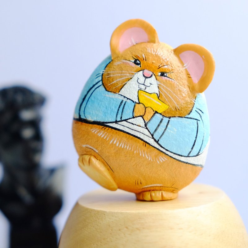 Stone Items for Display Khaki - Rat stone painting.original art and unique gift.
