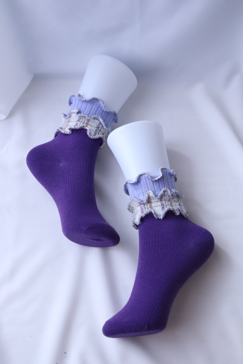 パープル　モコモコ　カラフルメロウソックス 派手靴下 個性的 22.5〜25 女性靴下 socks - 襪子 - 其他材質 紫色