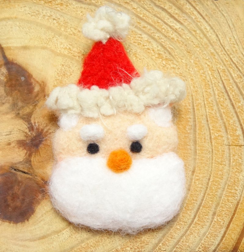 聖誕老公公- 羊毛氈胸針(別針)聖誕交換禮物 - 鑰匙圈/鑰匙包 - 羊毛 白色