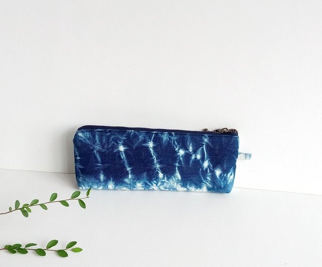 Christmas gift box handmade blue dyed gradient pencil bag blue