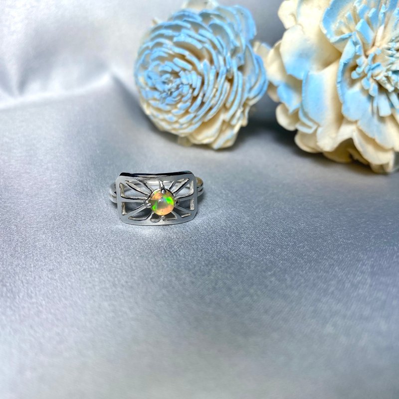 MIH 金工首飾 | 曙光 蛋白石純銀戒指 Sunrise Opal silver ring - 戒指 - 寶石 