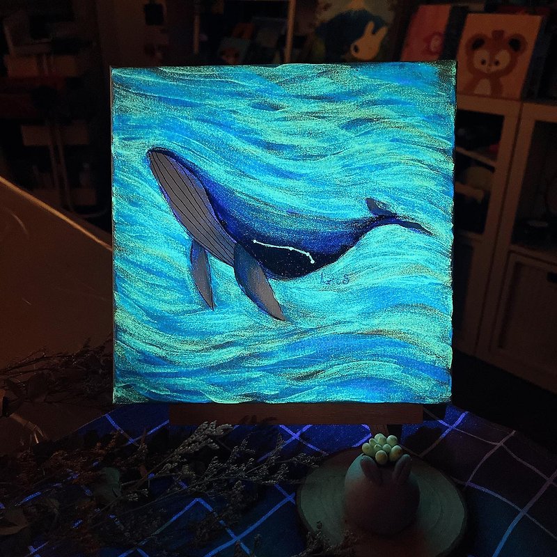 Cotton & Hemp Illustration, Painting & Calligraphy - Whale constellation luminous painting oil painting course birthday gift without painting foundation to learn