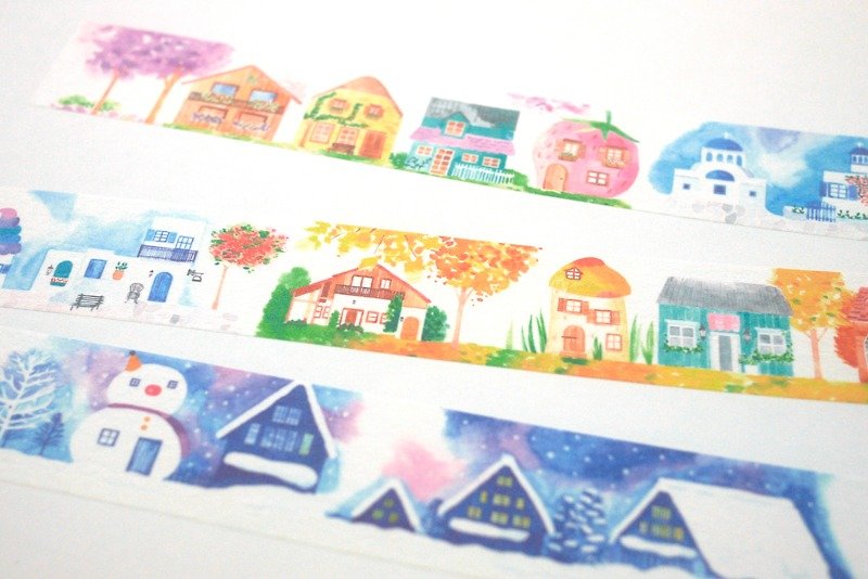 Four Seasons House (Watercolor) Paper Tape-2.5cm x 10M (50cm Cycle Diagram) - Washi Tape - Paper Multicolor