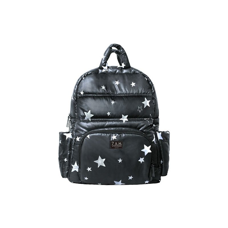 7A.M. New York fashion mother bag - balance backpack (night black) - กระเป๋าคุณแม่ - วัสดุกันนำ้ สีดำ