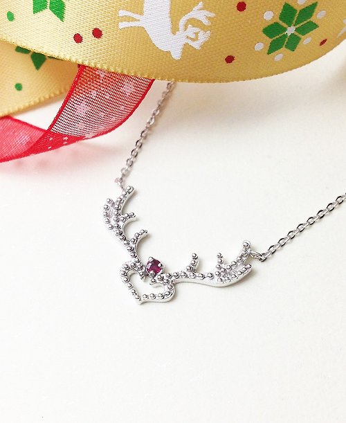 La charmante Handmade Jewelry Rudolph 天然紅寶石 馴鹿角 項鍊 手作純銀silver925 Reindeer