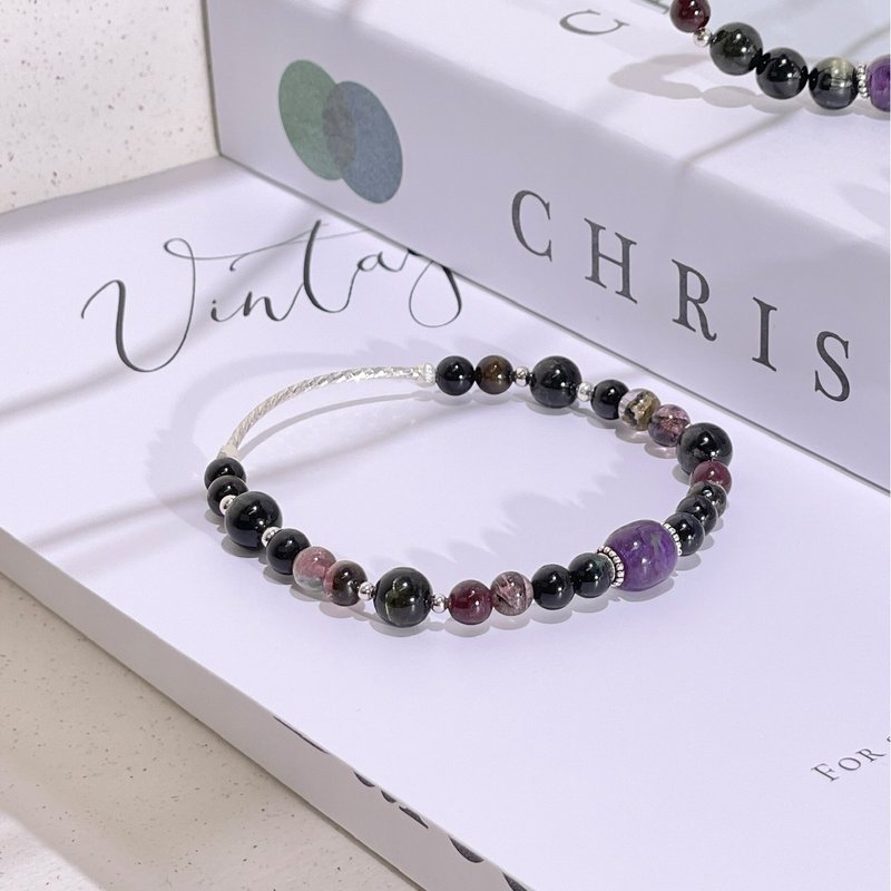 I know Amethyst | Tourmaline | s925 sterling silver accessories | Crystal bracelet A2419-2 - Bracelets - Crystal Purple