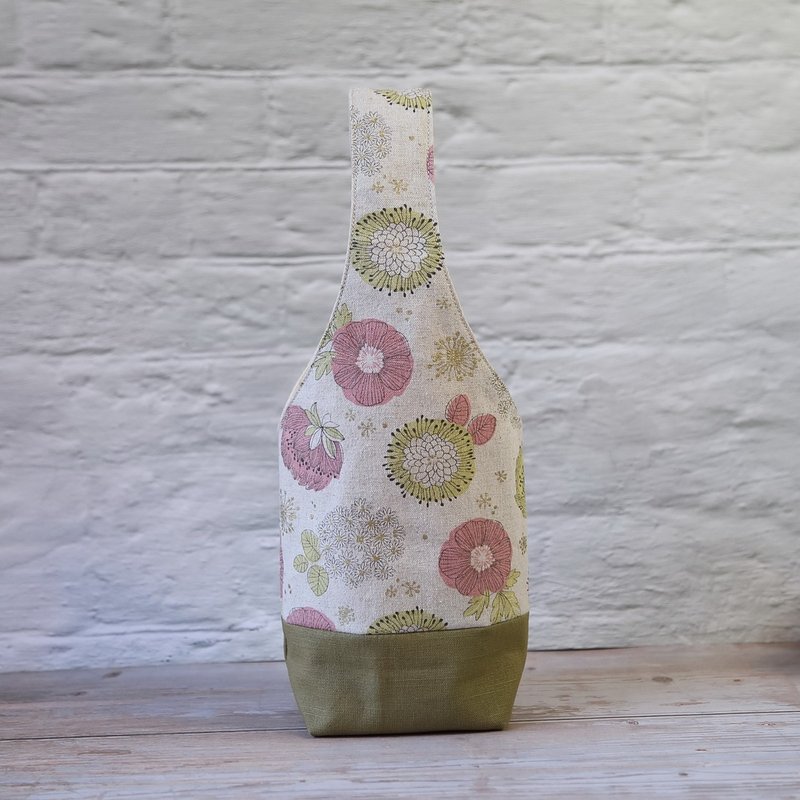 Cotton & Hemp Beverage Holders & Bags - Pure cotton fabric// handmade limited edition// drink bag/ No. 51