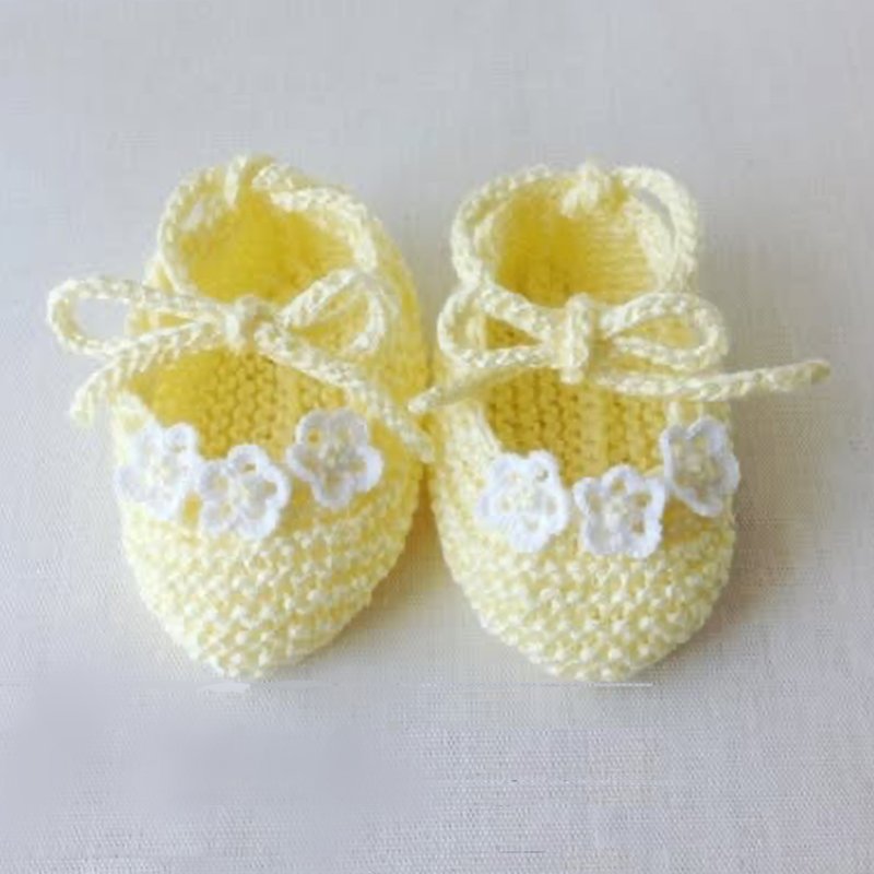 3M Supima Cotton Floral Baby Booties - Baby Socks - Cotton & Hemp Yellow