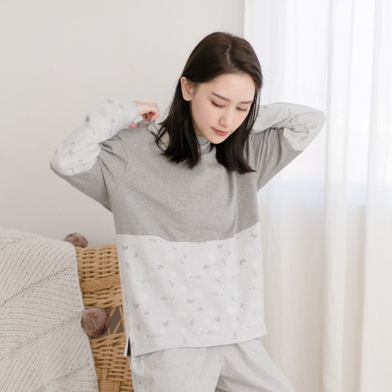 UMORFIL Collagen MIT Organic Cotton Splicing Home Clothes/Home Clothes-Splicing Gray - ชุดนอน/ชุดอยู่บ้าน - ผ้าฝ้าย/ผ้าลินิน สีเทา