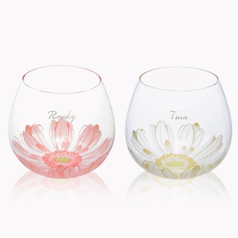 (Pair price) 495cc [Toyo Sasaki] Jin Sanhong and amberberry water flower shake pair cup - แก้ว - แก้ว สีเหลือง