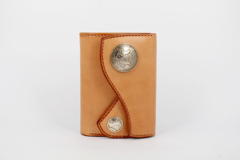 MOOS 印地安風格美式復古短財布 馬鞍革 - 長短皮夾/錢包 - 真皮 黃色