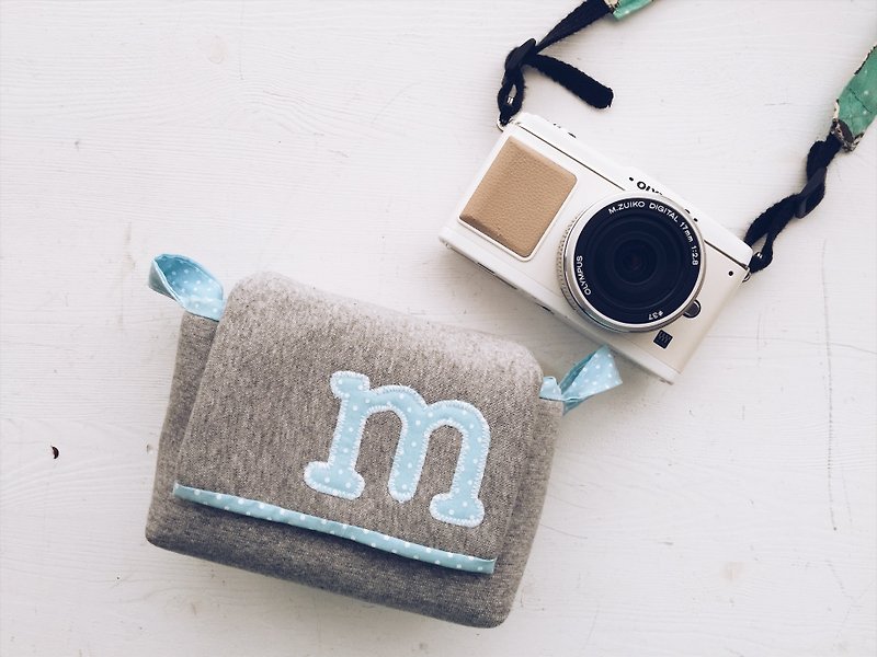 Hairmo Exclusive Letter Activity Buckles Zipper Style - 5 Water Blue Point + Dark Grey (Monocular / Single Eye) - Camera Bags & Camera Cases - Cotton & Hemp Blue