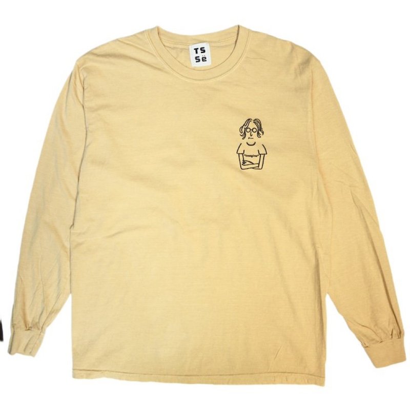 TSSe SINGER Garment Dyed L/S Tee - เสื้อยืดผู้ชาย - ผ้าฝ้าย/ผ้าลินิน สีเหลือง